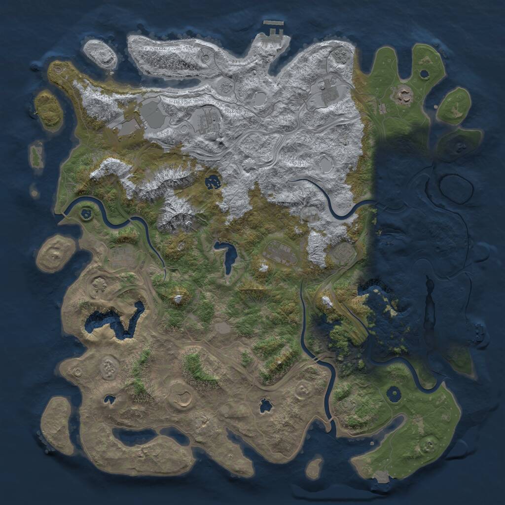 Rust Map: Procedural Map, Size: 5000, Seed: 736078954, 16 Monuments