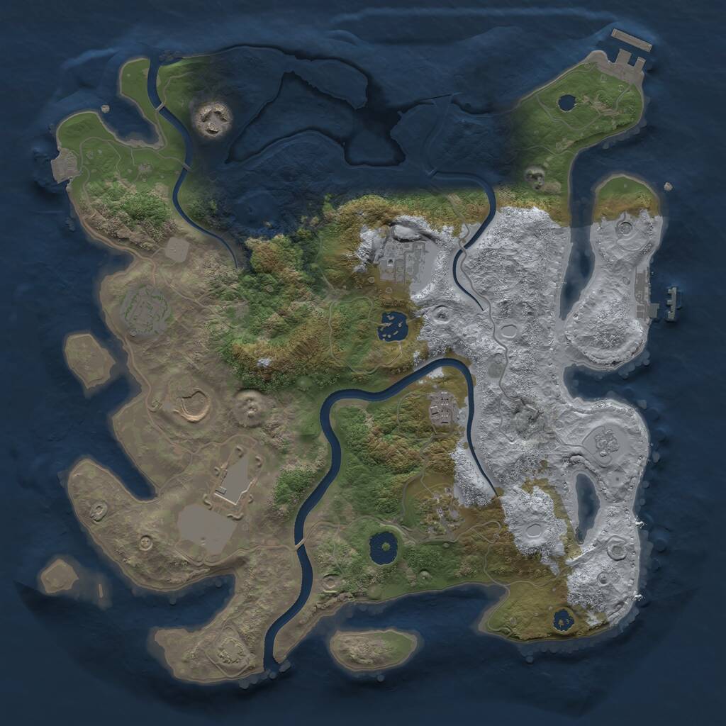 Rust Map: Procedural Map, Size: 3500, Seed: 1856213718, 14 Monuments