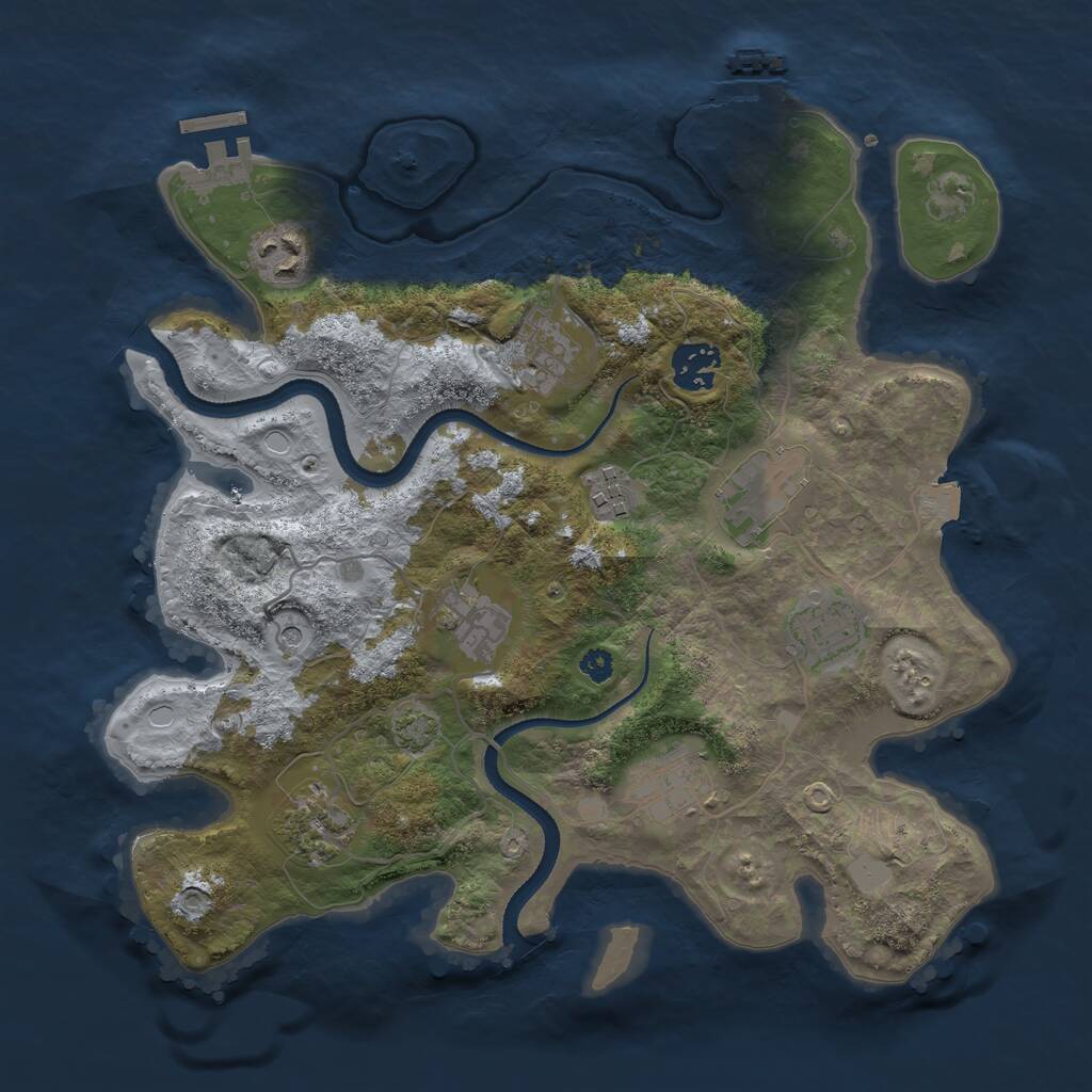 Rust Map: Procedural Map, Size: 3300, Seed: 39948017, 14 Monuments