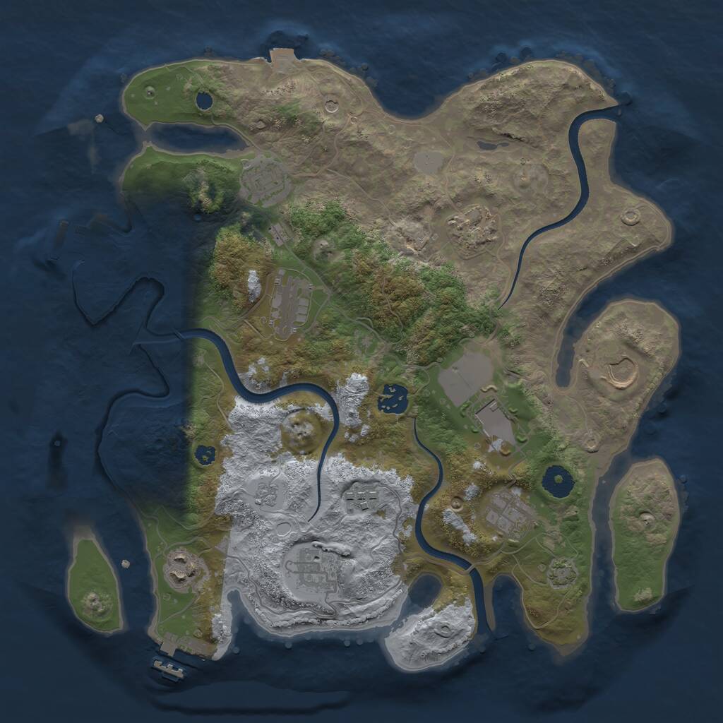 Rust Map: Procedural Map, Size: 3500, Seed: 99934166, 16 Monuments