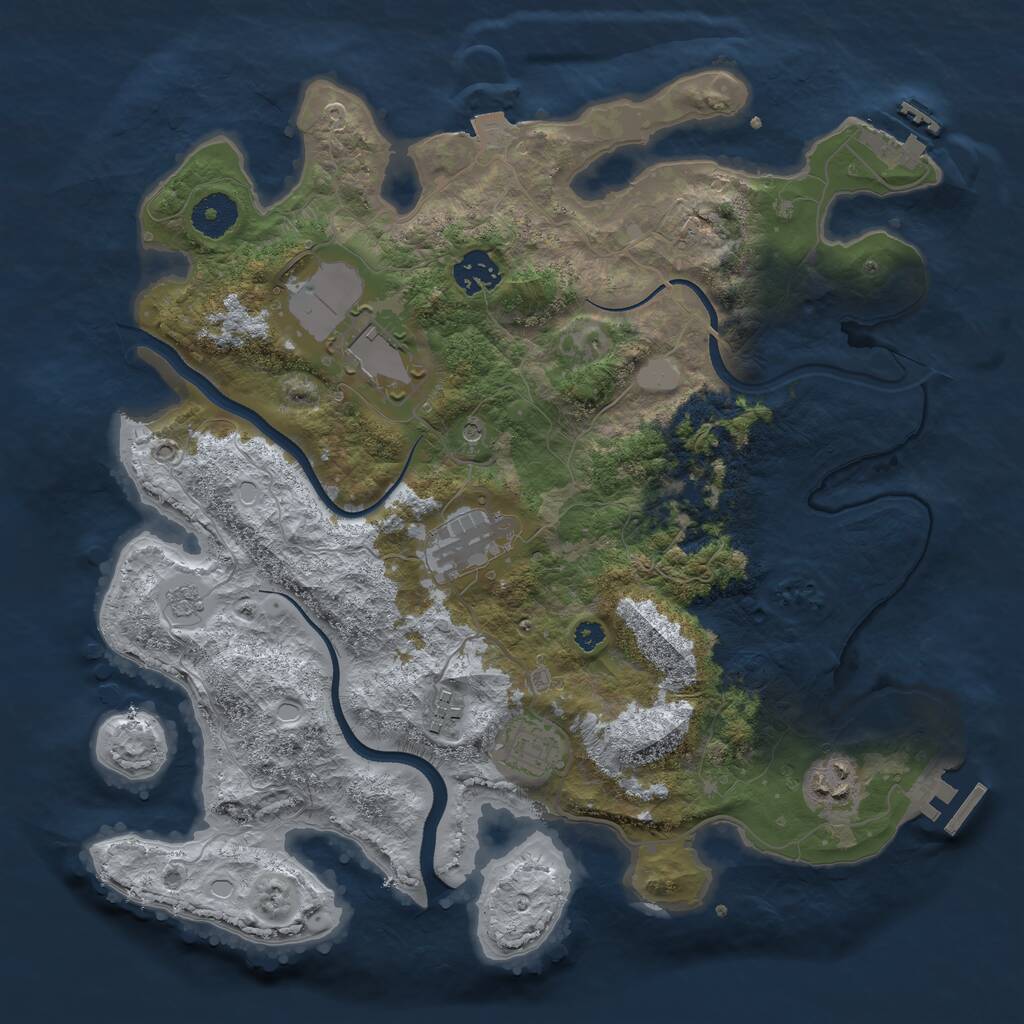 Rust Map: Procedural Map, Size: 3500, Seed: 1322870697, 12 Monuments