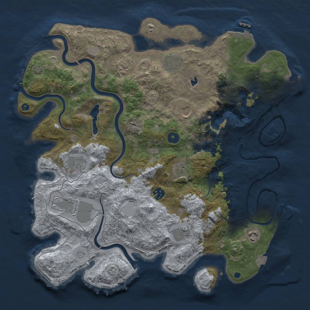 Rust Map: Procedural Map, Size: 4050, Seed: 1446336175, 16 Monuments