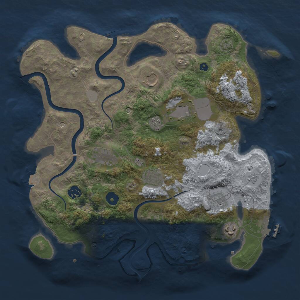 Rust Map: Procedural Map, Size: 3500, Seed: 467268765, 13 Monuments