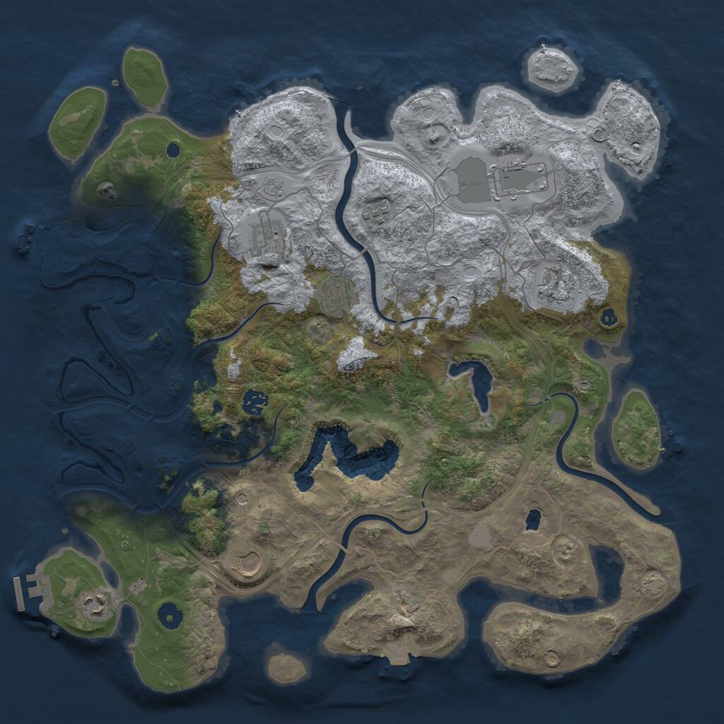 Rust Map: Procedural Map, Size: 4250, Seed: 30774, 14 Monuments