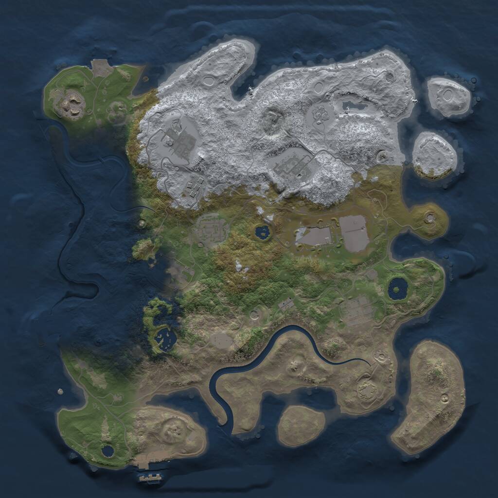 Rust Map: Procedural Map, Size: 3500, Seed: 779950369, 15 Monuments