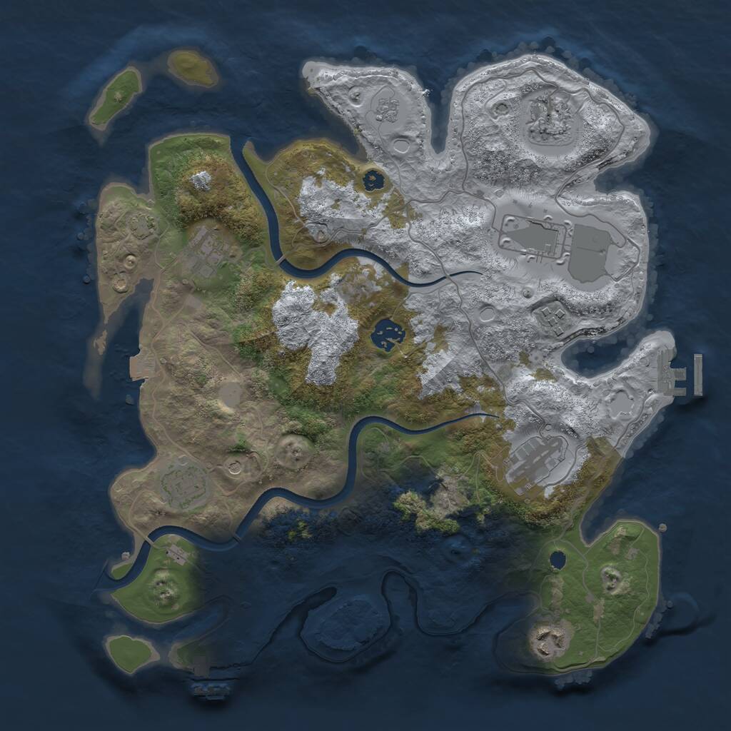 Rust Map: Procedural Map, Size: 3500, Seed: 884727689, 14 Monuments