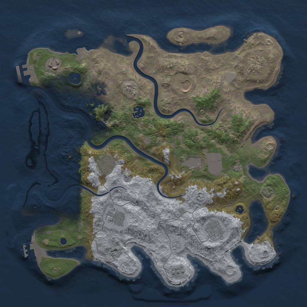 Rust Map: Procedural Map, Size: 3750, Seed: 668247555, 16 Monuments