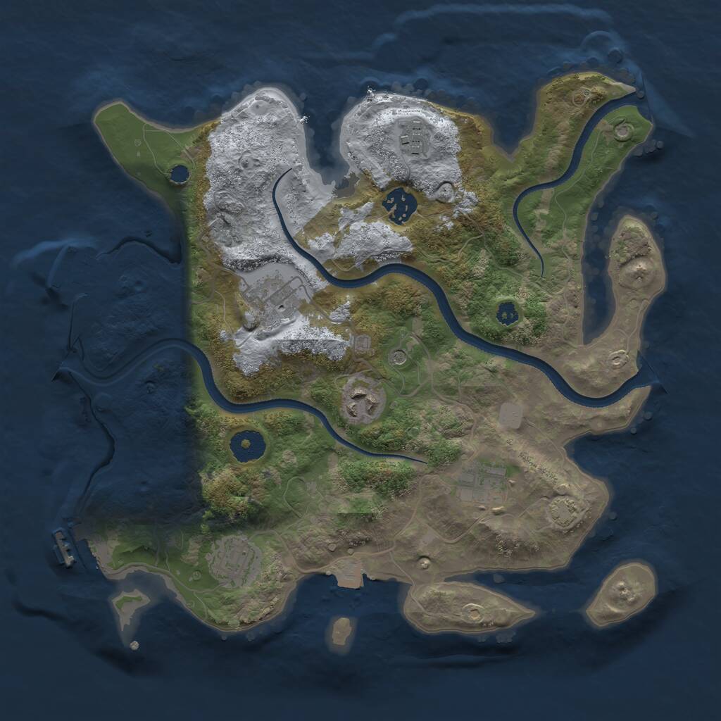 Rust Map: Procedural Map, Size: 3250, Seed: 612266024, 11 Monuments