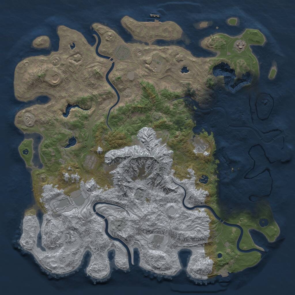 Rust Map: Procedural Map, Size: 5000, Seed: 1823456, 17 Monuments