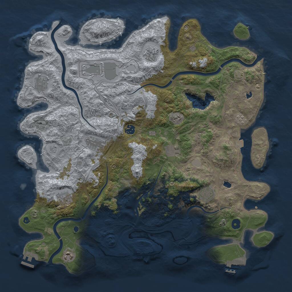 Rust Map: Procedural Map, Size: 4500, Seed: 198523150, 16 Monuments