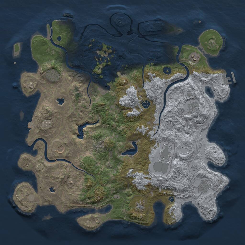 Rust Map: Procedural Map, Size: 4500, Seed: 636904103, 16 Monuments