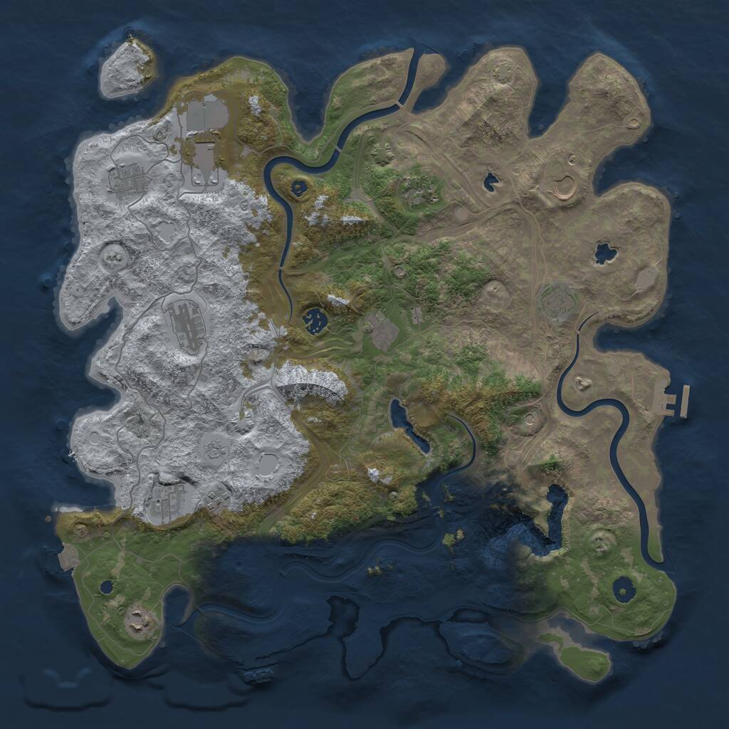 Rust Map: Procedural Map, Size: 4500, Seed: 1495993692, 17 Monuments