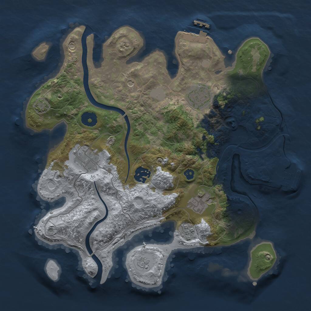 Rust Map: Procedural Map, Size: 3000, Seed: 1337092721, 11 Monuments