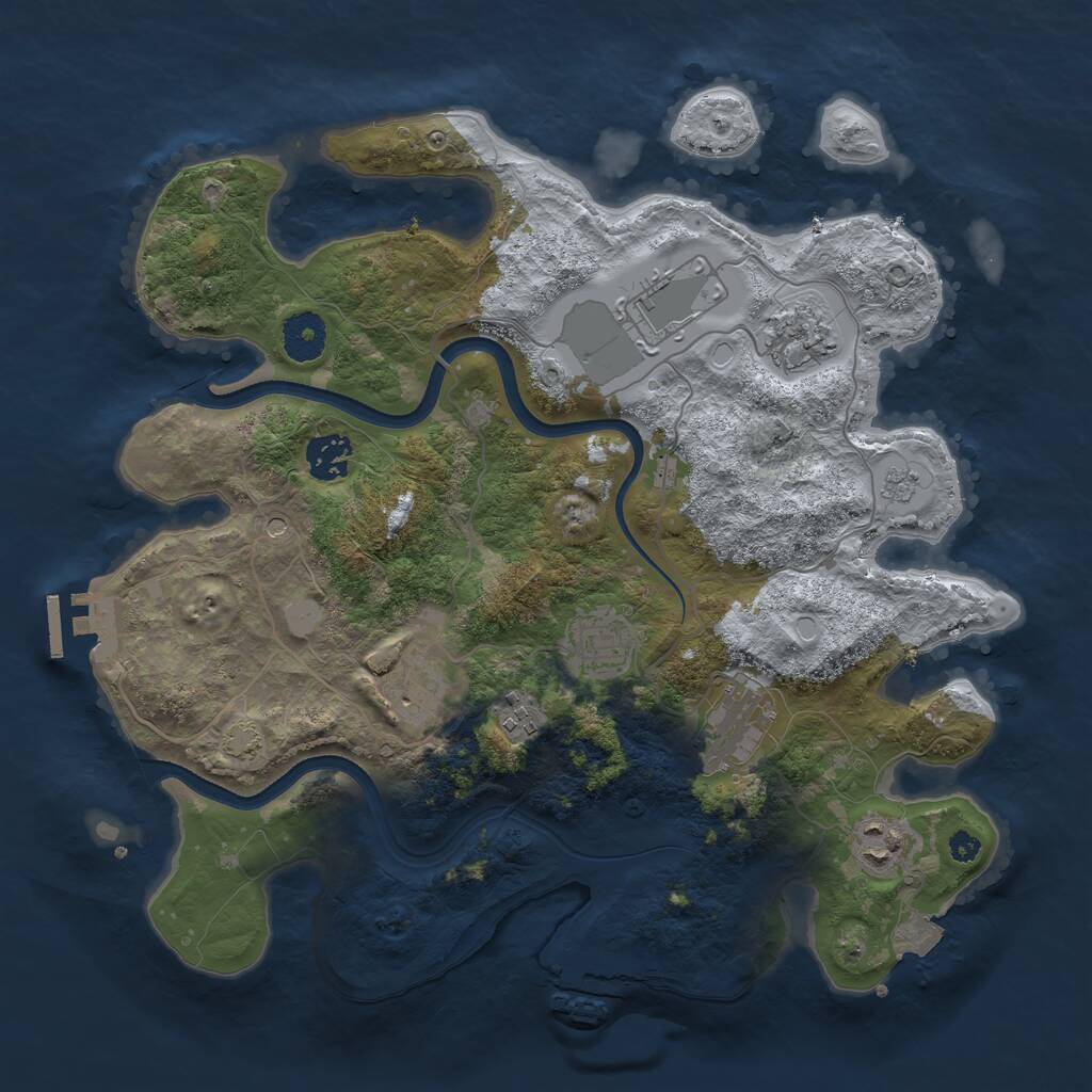 Rust Map: Procedural Map, Size: 3500, Seed: 1784736738, 14 Monuments