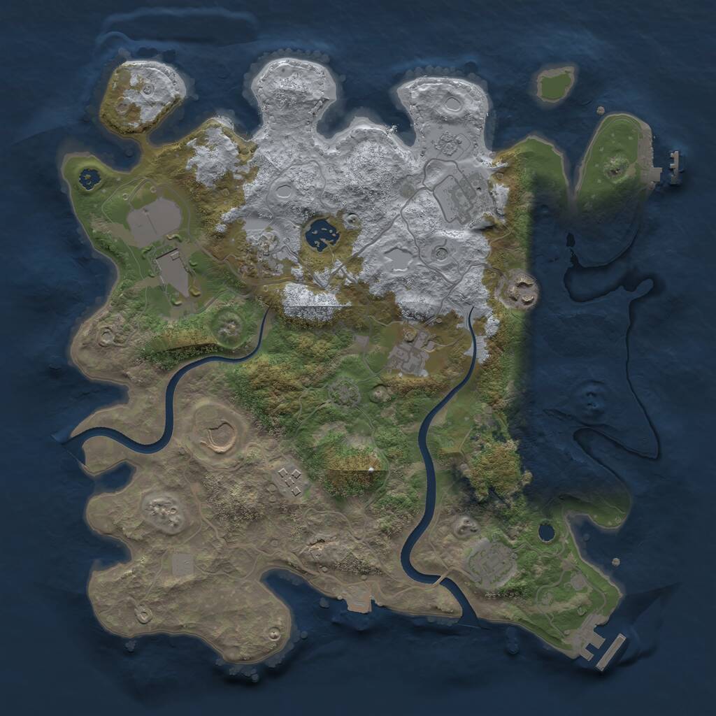 Rust Map: Procedural Map, Size: 3500, Seed: 991021191, 15 Monuments
