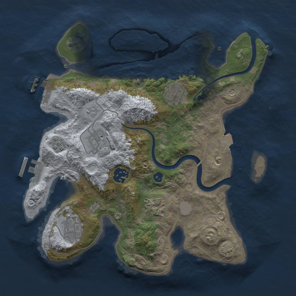 Rust Map: Procedural Map, Size: 3000, Seed: 1617882381, 12 Monuments