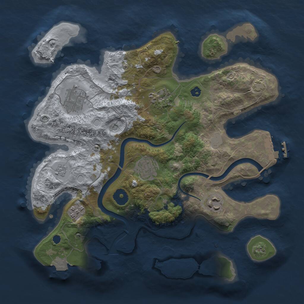 Rust Map: Procedural Map, Size: 3000, Seed: 1507463591, 10 Monuments