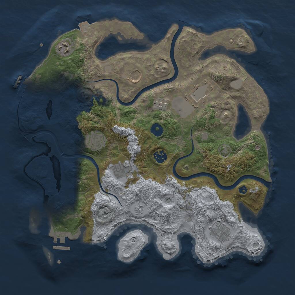 Rust Map: Procedural Map, Size: 3500, Seed: 767878128, 14 Monuments