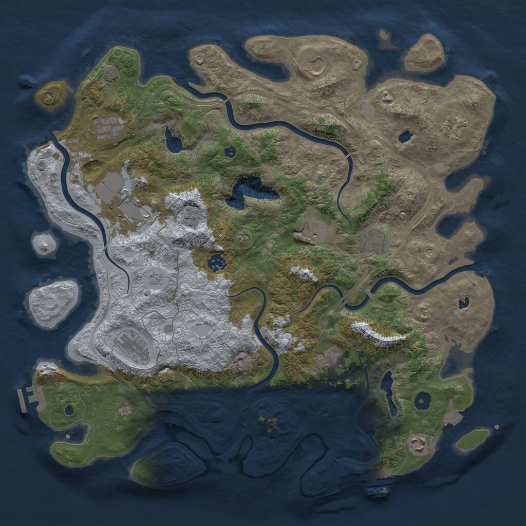 Rust Map: Procedural Map, Size: 4500, Seed: 1287699298, 17 Monuments