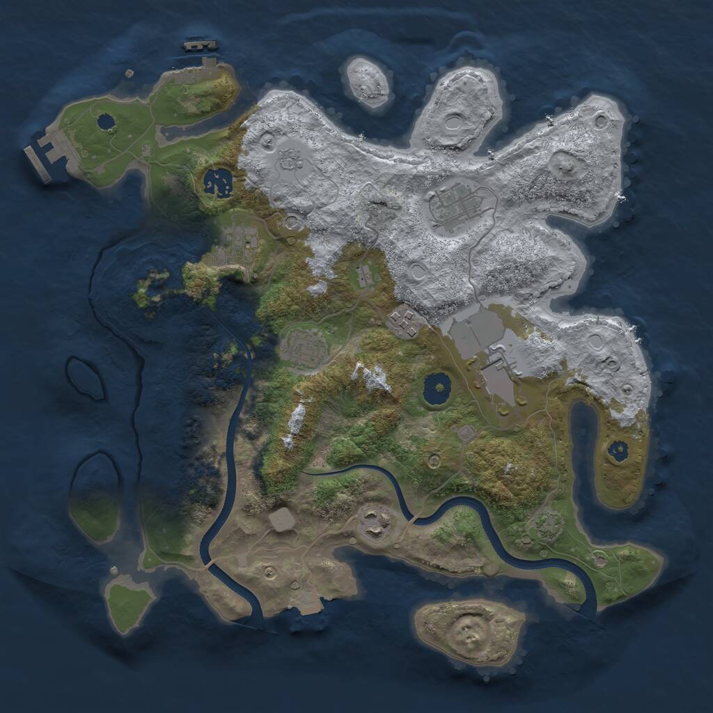 Rust Map: Procedural Map, Size: 3500, Seed: 94843820, 13 Monuments
