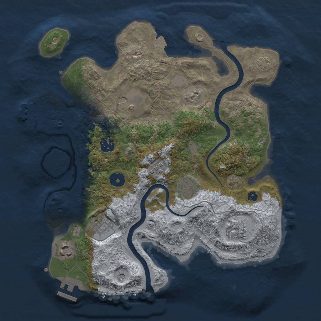 Rust Map: Procedural Map, Size: 3250, Seed: 1864354485, 12 Monuments