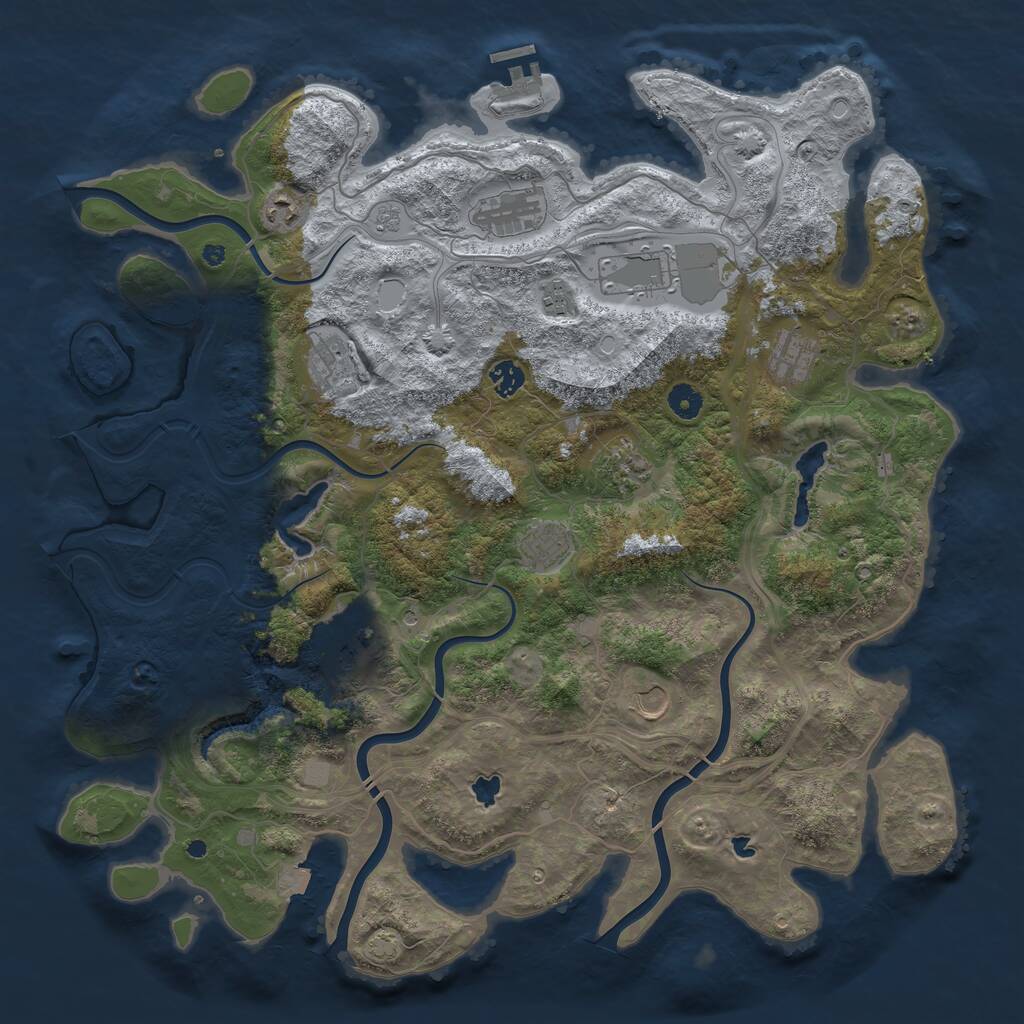 Rust Map: Procedural Map, Size: 4500, Seed: 814215716, 16 Monuments