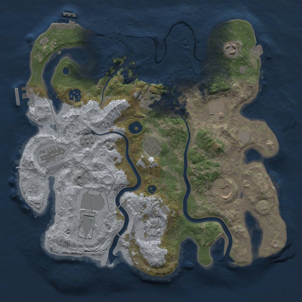 Rust Map: Procedural Map, Size: 3500, Seed: 558102994, 16 Monuments