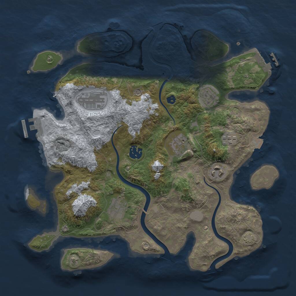 Rust Map: Procedural Map, Size: 3300, Seed: 2062736470, 12 Monuments