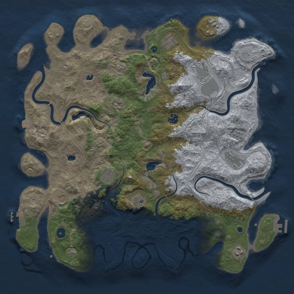 Rust Map: Procedural Map, Size: 4500, Seed: 628730786, 16 Monuments