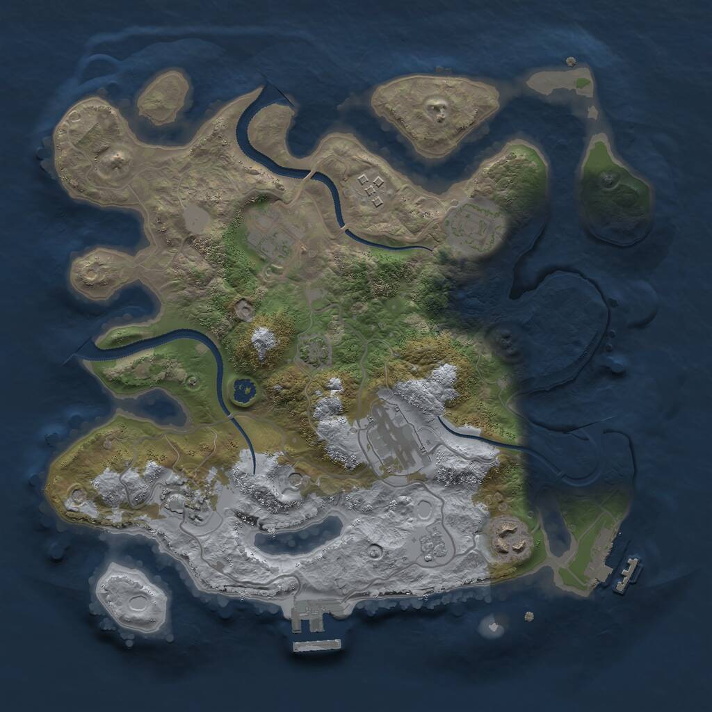 Rust Map: Procedural Map, Size: 3000, Seed: 7461, 12 Monuments