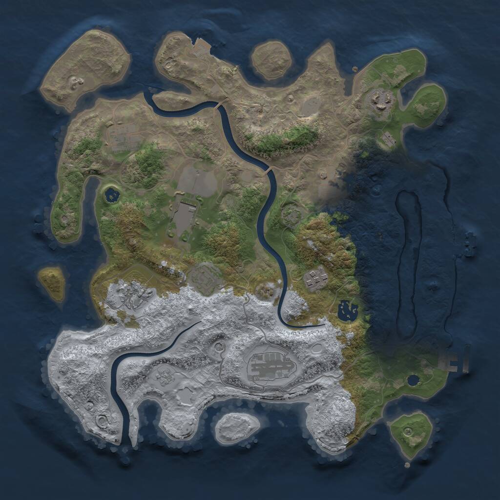 Rust Map: Procedural Map, Size: 3500, Seed: 2119557385, 15 Monuments