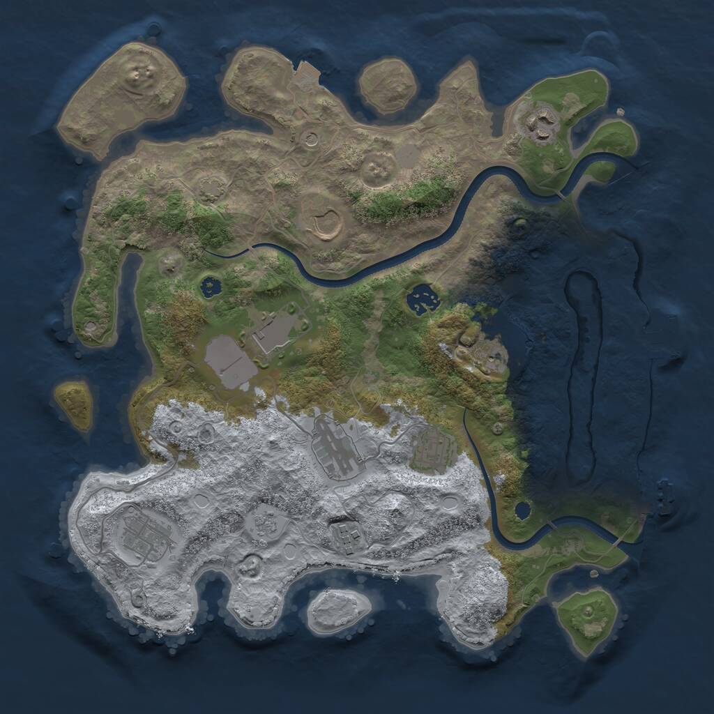 Rust Map: Procedural Map, Size: 3500, Seed: 2119557385, 15 Monuments