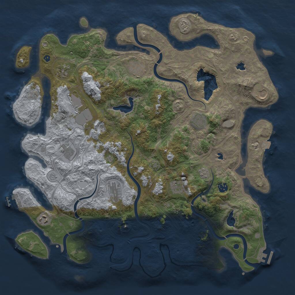 Rust Map: Procedural Map, Size: 4500, Seed: 416570741, 17 Monuments