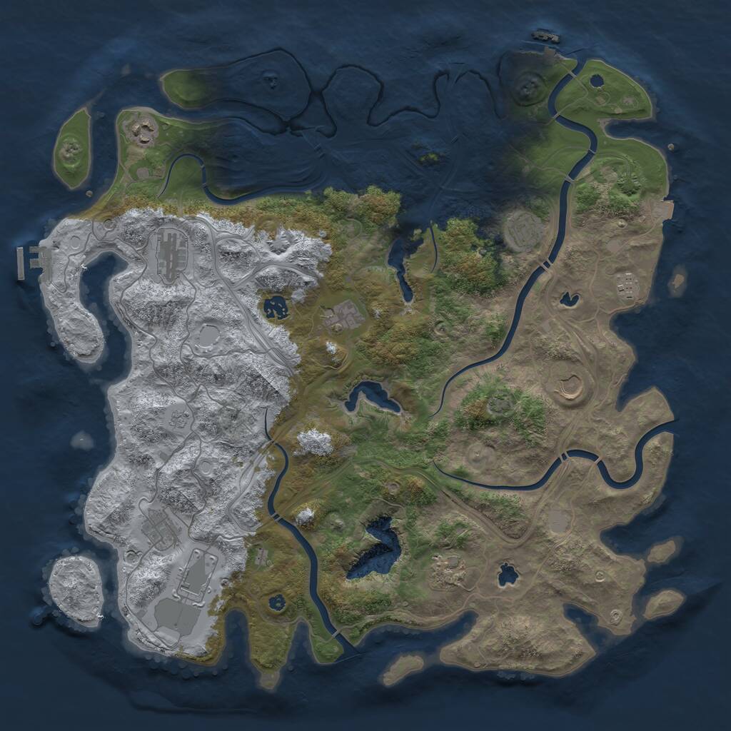 Rust Map: Procedural Map, Size: 4500, Seed: 1650741, 16 Monuments