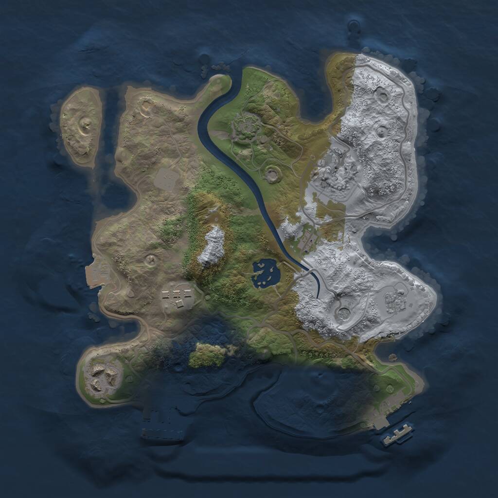 Rust Map: Procedural Map, Size: 2500, Seed: 545642, 10 Monuments