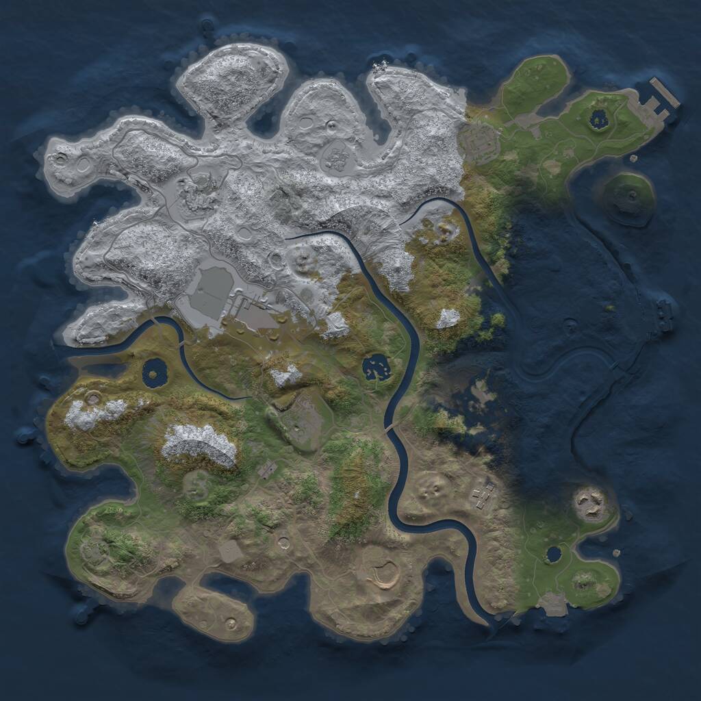 Rust Map: Procedural Map, Size: 3750, Seed: 1546669526, 15 Monuments