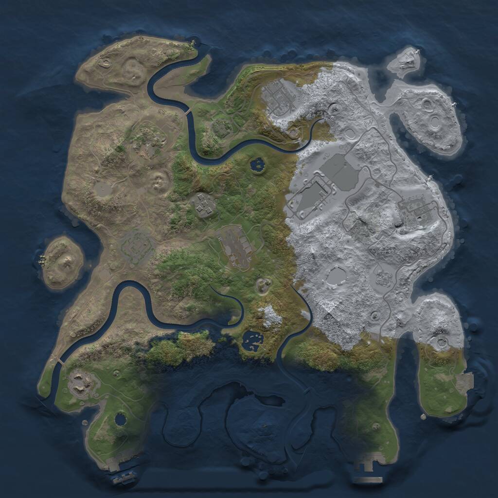 Rust Map: Procedural Map, Size: 3500, Seed: 1842528035, 15 Monuments