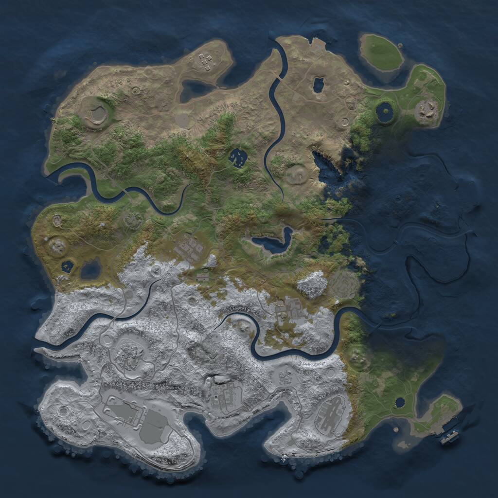 Rust Map: Procedural Map, Size: 4096, Seed: 1874840089, 17 Monuments