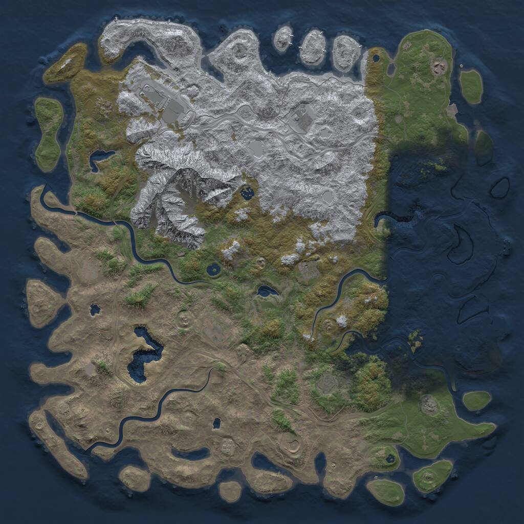 Rust Map: Procedural Map, Size: 6000, Seed: 756439, 17 Monuments