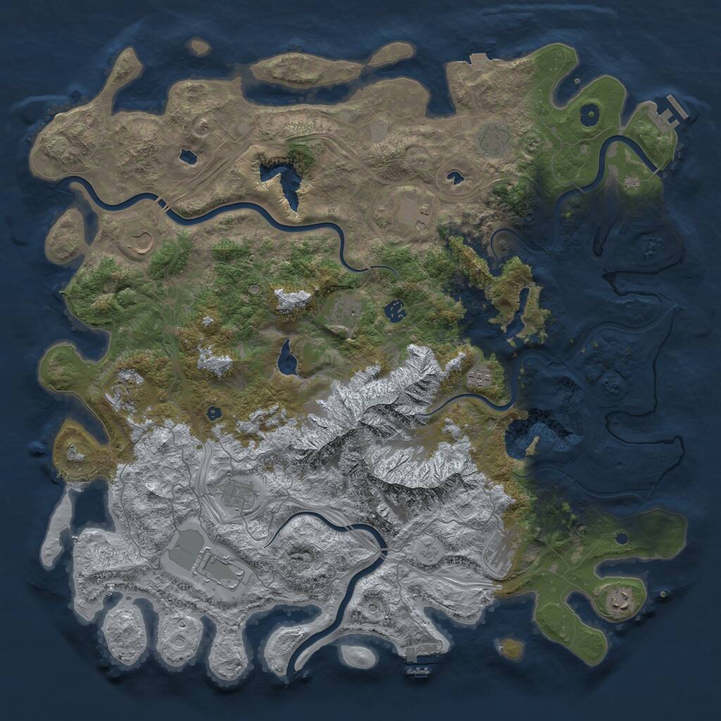 Rust Map: Procedural Map, Size: 5000, Seed: 230994780, 17 Monuments