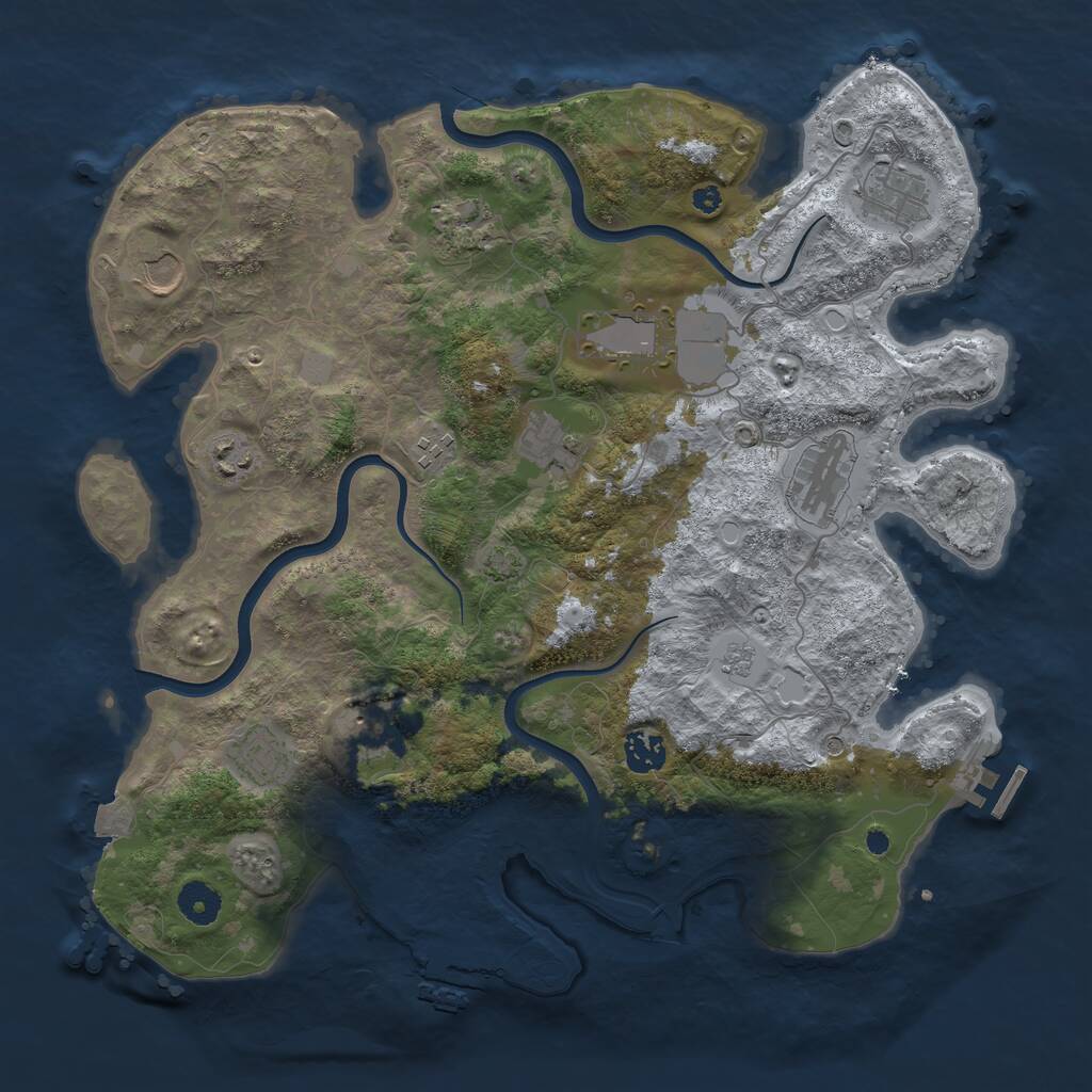 Rust Map: Procedural Map, Size: 3850, Seed: 1874274014, 17 Monuments