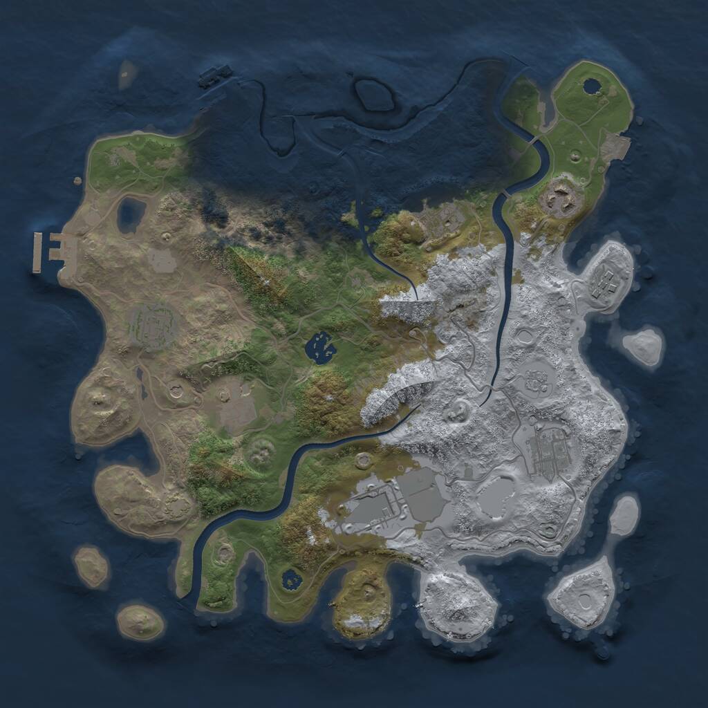 Rust Map: Procedural Map, Size: 3500, Seed: 912349996, 14 Monuments