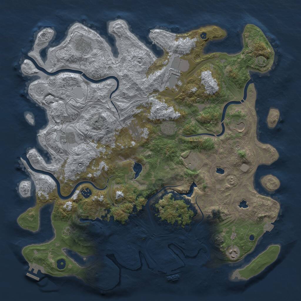 Rust Map: Procedural Map, Size: 4500, Seed: 1068249572, 16 Monuments