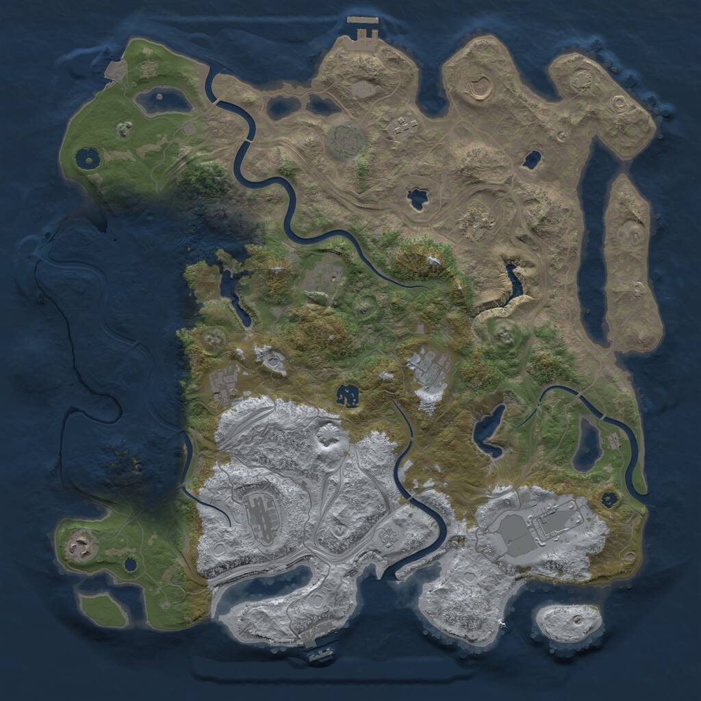 Rust Map: Procedural Map, Size: 4500, Seed: 1041655959, 17 Monuments