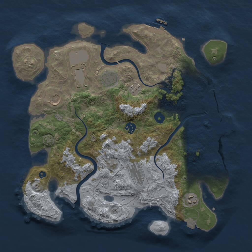 Rust Map: Procedural Map, Size: 3500, Seed: 1932239814, 13 Monuments