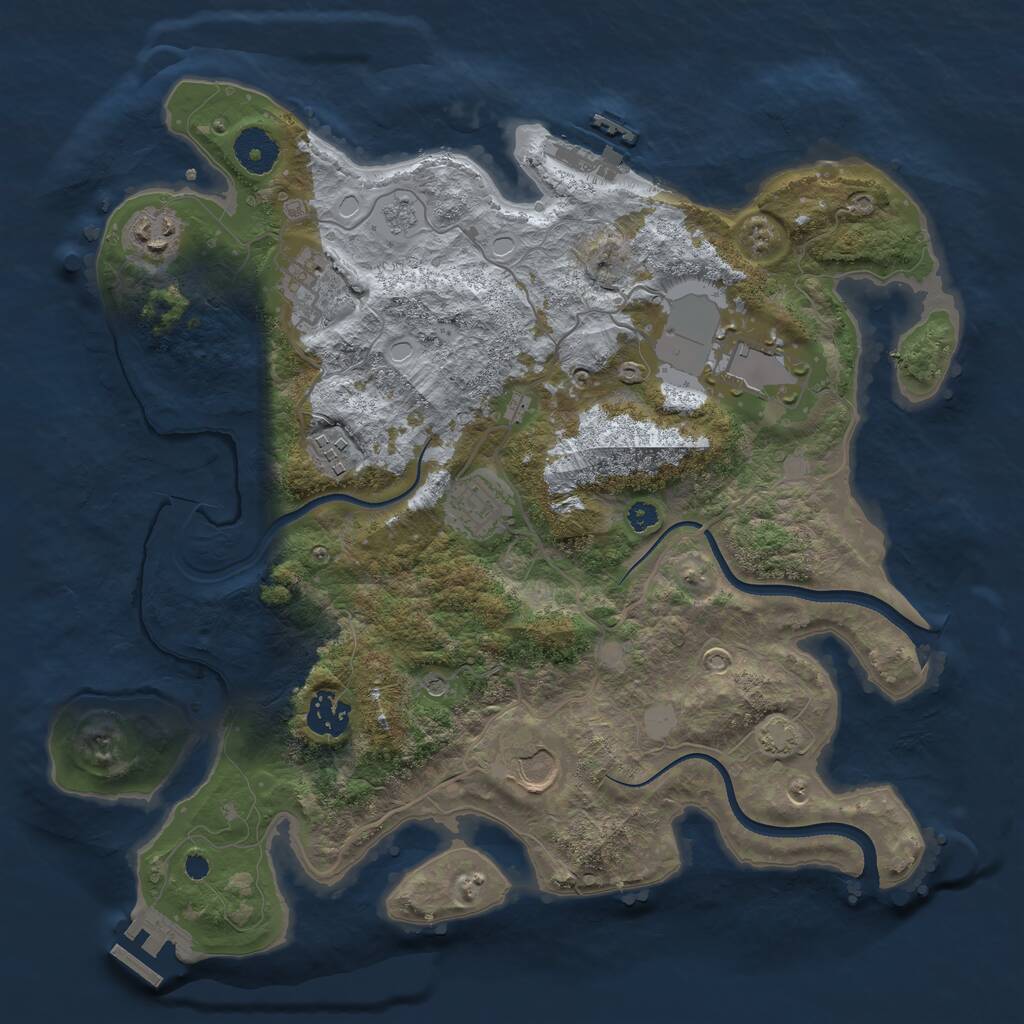 Rust Map: Procedural Map, Size: 3500, Seed: 1988444186, 13 Monuments