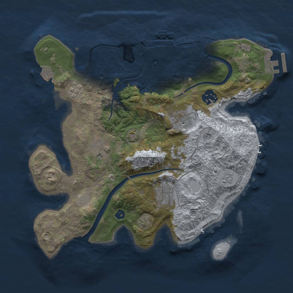 Rust Map: Procedural Map, Size: 3000, Seed: 588260349, 11 Monuments