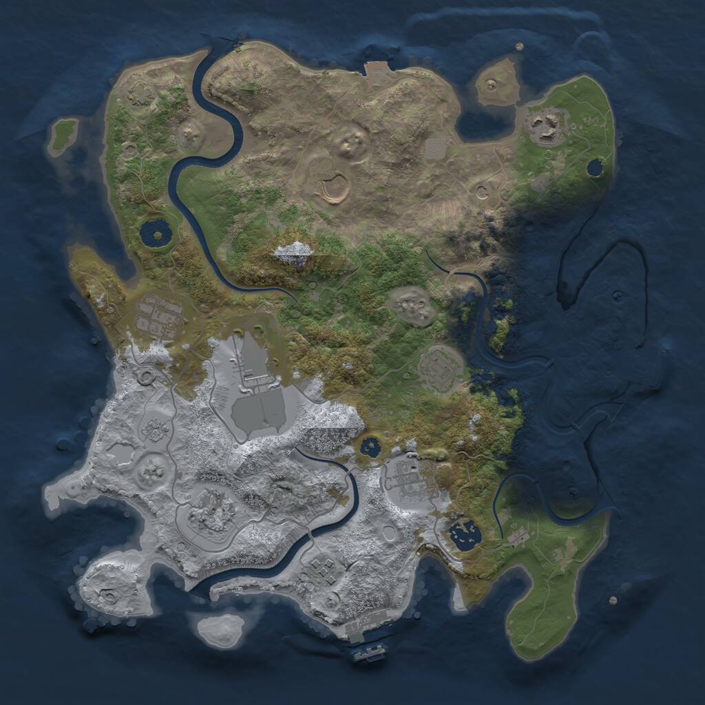 Rust Map: Procedural Map, Size: 3500, Seed: 1638254631, 15 Monuments