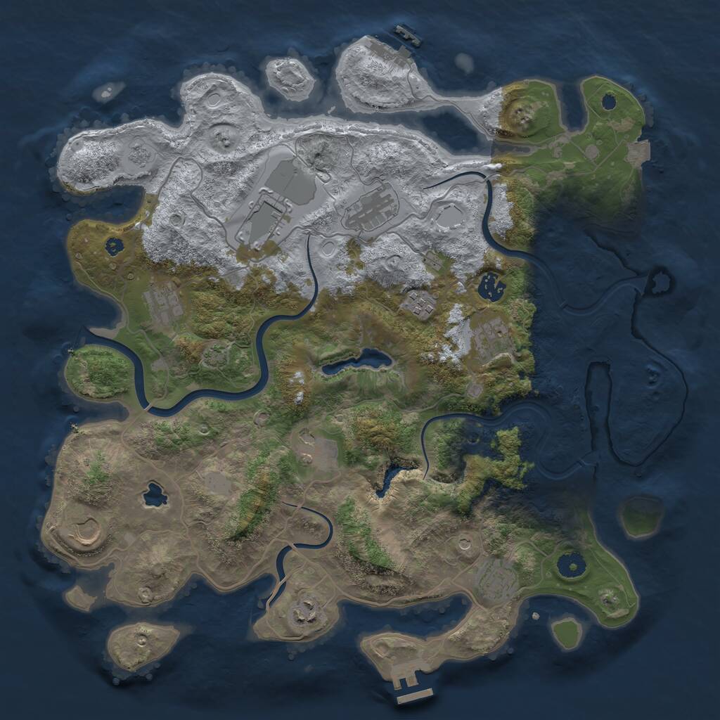 Rust Map: Procedural Map, Size: 4000, Seed: 624663711, 16 Monuments