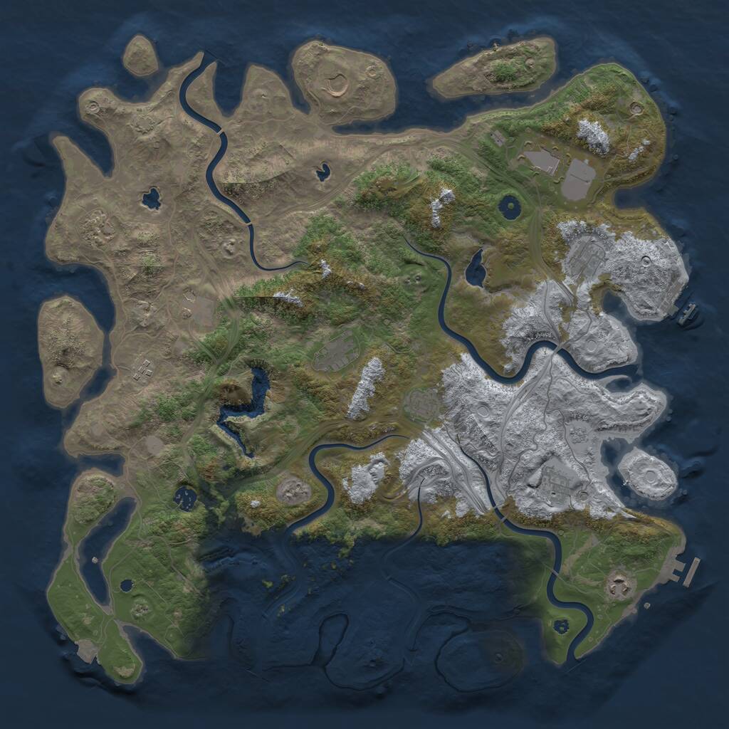 Rust Map: Procedural Map, Size: 4800, Seed: 1149668024, 17 Monuments